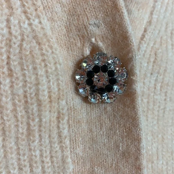 H&M sparkle button boxy cardigan light apricot women’s small v neck euc - Picture 4 of 9